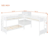 Twin Size L-Shaped Bunk Bed with Built-in Desk, Loft Bed with 4 Storage Drawers, USB Ports, Corner Bunk Bed