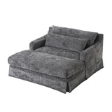 59.45"W Chenille Chaise Lounge Sofa Bed, 2-Seat Sleeper Loveseat Sofa Chair with Textured Surface & 2 Back Cushions