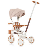 7 in 1 Stroller Baby Tricycle for 18-72 Months, Multifunctional Toddler Trike with Removable Push Rod, Canopy & Guardrail, Ivory