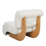 Curved Accent Chair Ergonomic Slipper Chair Upholstered Single Sofa Chair Reading Armless Lounge Chair, Beige
