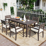 7-Piece Outdoor Dining Set, All-Weather Patio Furniture Set with Dining Table and Chairs, Acacia Wood Frame