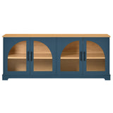 Farmhouse TV Stand for TVs Up to 70" with Semi-Arched Glass Doors, Two-Tone Media Console Sideboard with Adjustable Shelves
