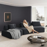 139" Modern Oversized Modular Sectional Sofa Set, DIY Upholstered Fluffy Chenille Sofa with Soft Pillows, Deep Seat Couch & Sofa Bed, Dark Gray