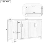 Farmhouse Sideboard 4-Door Storage Cabinet with Distressed Finish, Rustic Accent Cabinet