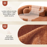 Chenille Boneless Couch 3-Seater Sofa Skin-friendly Upholstered Cloud Couch with Pillows, Orange