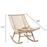 Outdoor Rocking Chair, Weather-Resistant PE Rattan Patio Rocker with Sturdy Metal Frame, Ergonomic Curved Lounge Chair