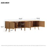 70" TV Stand for TVs up to 80", Natural Media Console with Rattan Doors & Cable Holes, TV Entertainment Center