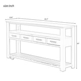 62.2'' Large Entryway Table with 4 Drawers,Painted Console Table with 3-Tier Open Shelves and Metal Handles,Versatile Hallway Sofa Table for Living Room, Bedroom, Foyer and Kitchen, Black