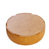 Round Coffee Table Side Table MGO Drum Center Table, Indoor/Outdoor Wood Grain Table, No Assembly