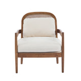 Set of 2 Accent Chair Mid-Century Modern Armchair Reading Chair Leisure Chair with Cushion & Solid Wood Frame, Beige & Brow