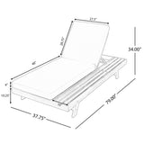 Outdoor Chaise Lounge Patio Daybed Recliner Lawn Sunbathing Bed with Adjustable Back & Water-resistant Cushion,Cream&Teak