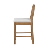 Set of 2 Counter Height Bar Stools Soft Padded Bar Chairs Dining Chairs with Rattan Back, Brown+Gray