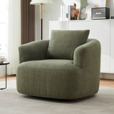 360° Swivel Barrel Accent Chair with Throw Pillow, Upholstered Boucle Armchair for Living Room, Bedroom, Office or Hotel - ModernLuxe
