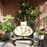 Hanging Swing Hammock Chair with Stand, Foldable Egg Swing Chair with Cushion for Indoor & Outdoor Use