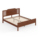 Queen Size Platform Bed Frame Bamboo Bed with Headboard and Footboard, Brown