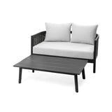 4pcs Patio Sofa Set Outdoor Conversation Chat Set Weather-resistant Garden Seating Group with Soft Cushion & Coffee Table
