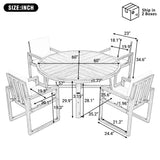 5-Piece Outdoor Patio Dining Set Acacia Wood Outdoor Dining Set Patio Furniture Set with Four Armchairs and a Table for Garden, Balcony, Backyard, Beige