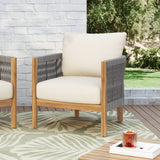 Patio Accent Chair Outdoor Club Chair Woven Rope Single Sofa Armchair with Soft Waterproof Cushion&Weather-Resistant Frame