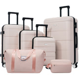6pcs Hardshell Luggage Set, ABS Durable Lightweight Suitcases with Spinner Wheels, 16/20/24/28"+Duffel & Toiletry Bag