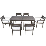 7-Piece Outdoor Dining Set, All-Weather Patio Furniture Set with Dining Table and Chairs, Acacia Wood Frame