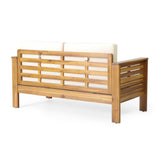 2pcs Patio Sofa Set Outdoor Seating Group Garden Conversation Chat Set with Water-Resistant Cushion & Coffee Table
