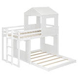 Twin Over Full Bunk Bed Loft Bed with Playhouse Design, Ladder & Guardrails