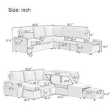 90.6" L-Shaped Padded Modular Sofa with Storage Space, Reversible Sectional Couch with USB Ports, and Cup Holders on the Armrests