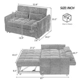 Convertible Pull-Out Sleeper Sofa Bed, Tufted Chenille Loveseat with 3 USB Ports & 3-Position Adjustable Backrest
