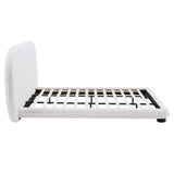 King Size Upholstered Platform Bed Frame with Thick Soft Headboard, White, Low profile