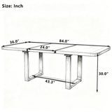 Extendable Dining Table Solid Wood Dinner Table Rectangular Kitchen Table Desk with Rounded Corner & Foot Pad, Natural