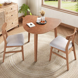 3-Piece Modern Dining Table Set, Triangular Side Table & 2 Curved Wood Chairs for Small Living Room Kitchen Studio