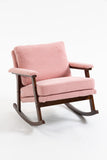 Velvet Upholstered Rocking Chair Mid Century Modern Accent Chair Lounge Chair Reading Armchair, Light Pink