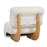 Curved Accent Chair Ergonomic Slipper Chair Upholstered Single Sofa Chair Reading Armless Lounge Chair, Beige