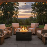 Square Propane Fire Pit Table, 40,000 BTU Outdoor MGO Fireplace with Lava Rocks & Rain Cover