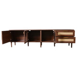 TV Stand for TVs up to 80", Mid-Century Modern Media Console Entertainment Center with LED Lights & Storage, Dark Brown