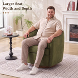 360° Swivel Accent Chair Upholstered Barrel Chair Ergonomic Armchair Comfy Reading Chair with Curved Backrest, Green