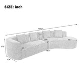 132" Curved Modern Sectional Sofa, 2-Piece Chenille Modular Couch with 4 Pillows for Living Room, Beige