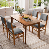 5-Piece Rectangle Wooden Dining Table Set, Mid Century Modern Kitchen Table and 4 Upholstered Chairs for Home, Saving Space