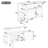 Outdoor Kitchen Island with Foldable Stainless Steel Top, Patio Mobile Kitchen Cart with Adjustable Shelves, Spice & Towel Rack