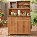 65"H Fir Wood Potting Bench with Hutch & Storage, Outdoor Garden Workstation with Countertop & Drawer, Patio Kitchen Island
