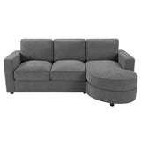 84.6"W L-Shaped Sectional Sofa with Curved Chaise Lounge, Chenille Fabric Couch with 2 USB Ports & Side Storage Pockets, Gray