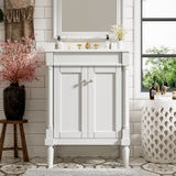 24" Bathroom Vanity with Ceramic Sink, 2-Tier Storage Cabinet, Retro Vanity with Soft-Close Doors and Large Shelves