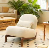 Set of 2 Accent Chair with Solid Wood Legs & Soft Cushion, Velvet Reading Armless Chair Lounge Chair, White