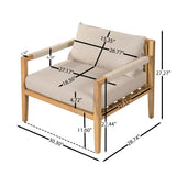 Outdoor Accent Chair Patio Club Chair Leisure Armchair with Weather-resistant Cushion & Acacia Wood Frame