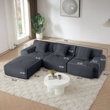 113" Modern L-Shaped Modular Sectional Sofa, Corduroy Upholstery Oversized 3-Seater Couch with Deep Seat and Movable Ottoman