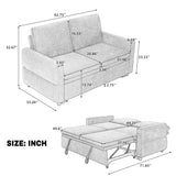 63" Convertible Sleeper Sofa Bed, Pull-Out Loveseat with USB Charging Ports & Adjustable Backrest