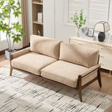 Oversized Loveseat 3-Seat Velvet Upholstered Sofa Soft Couch Lounge Sofa with Cushions, Camel