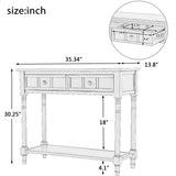 Classic Console Table with Storage Drawers and Bottom Shelf, Black