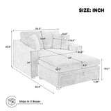 Storage Chaise Lounge with Pillows, Upholstered Sleeper Sofa Bed Leisure Reading Couch, Beige