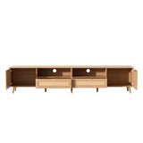 Rattan TV Stand for TVs up to 90'', Modern Farmhouse Media Console TV Cabinet Entertainment Center with Storage Space, Natural